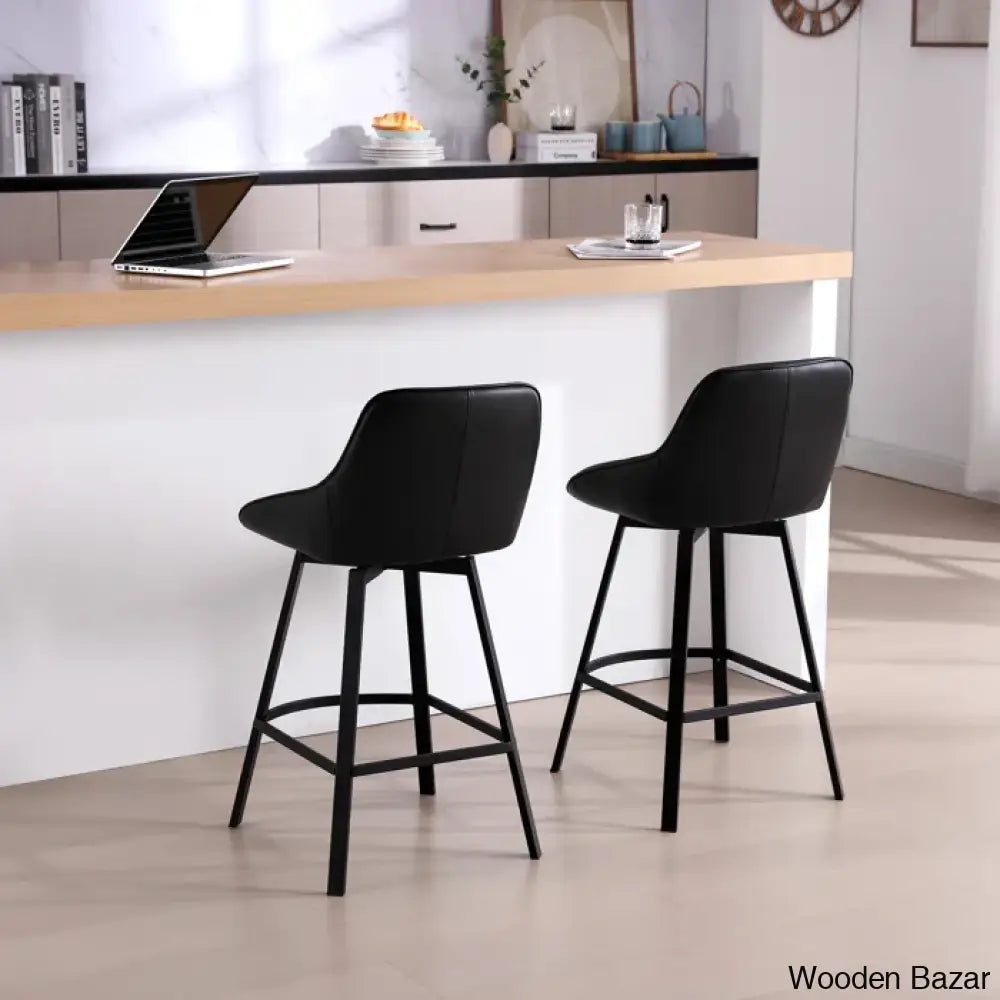 Janayshiax Swivel 25.2’’ Faux Leather Counter And Bar Stool (Set Of 2)