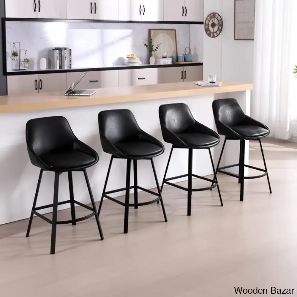 Janayshiax Swivel 25.2’’ Faux Leather Counter And Bar Stool (Set Of 2)