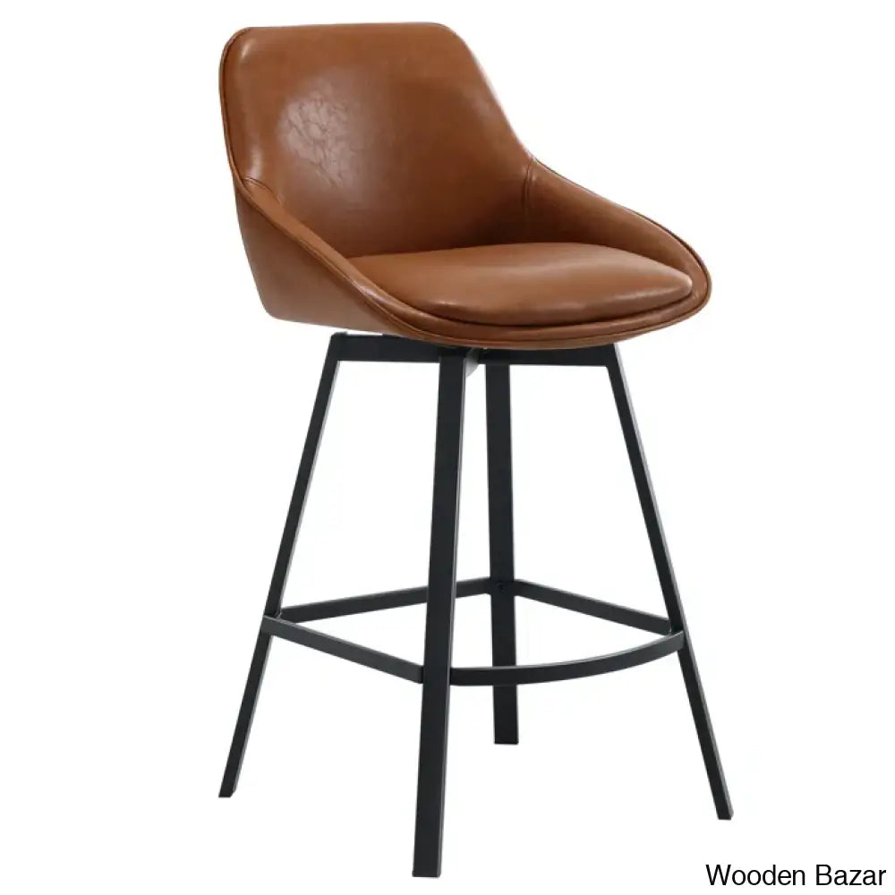 Janayshiax Swivel 25.2’’ Faux Leather Counter And Bar Stool (Set Of 2)