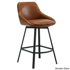 Janayshiax Swivel 25.2’’ Faux Leather Counter And Bar Stool (Set Of 2)