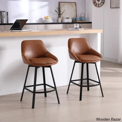 Janayshiax Swivel 25.2’’ Faux Leather Counter And Bar Stool (Set Of 2)