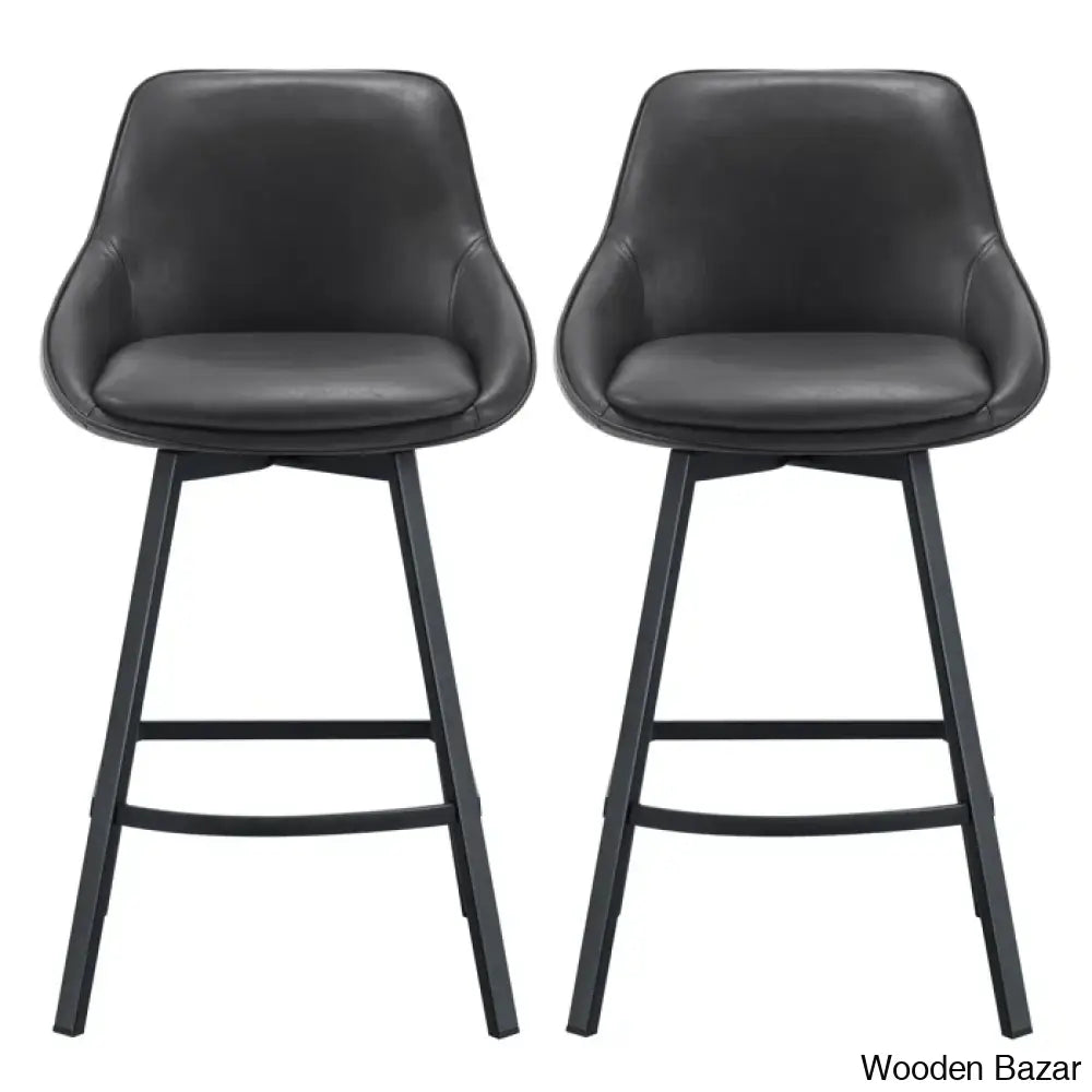 Janayshiax Swivel 25.2’’ Faux Leather Counter And Bar Stool (Set Of 2)