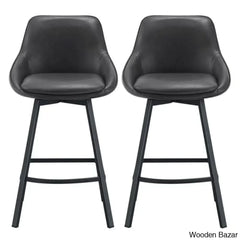 Janayshiax Swivel 25.2’’ Faux Leather Counter And Bar Stool (Set Of 2)