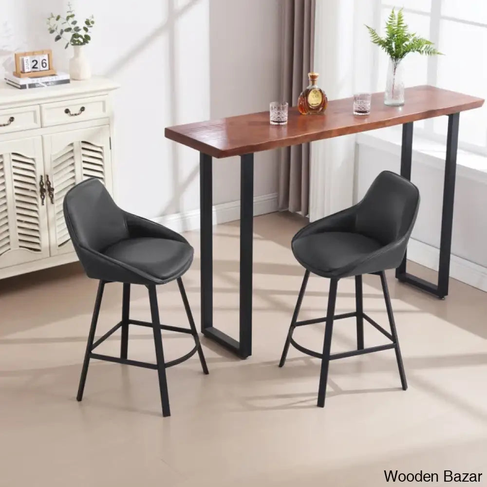 Janayshiax Swivel 25.2’’ Faux Leather Counter And Bar Stool (Set Of 2)