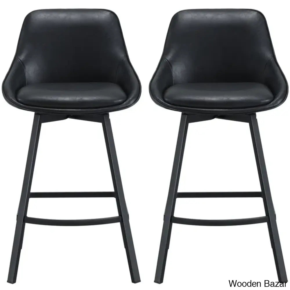 Janayshiax Swivel 25.2’’ Faux Leather Counter And Bar Stool (Set Of 2)