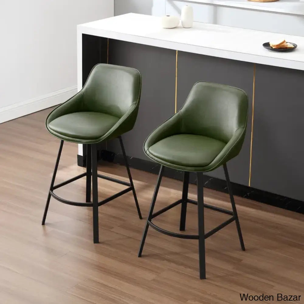 Janayshiax Swivel 25.2’’ Faux Leather Counter And Bar Stool (Set Of 2)