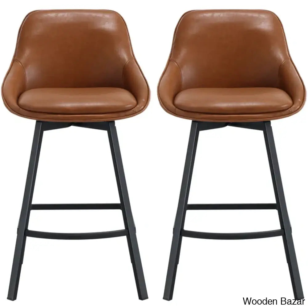 Janayshiax Swivel 25.2’’ Faux Leather Counter And Bar Stool (Set Of 2)