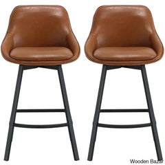 Janayshiax Swivel 25.2’’ Faux Leather Counter And Bar Stool (Set Of 2)