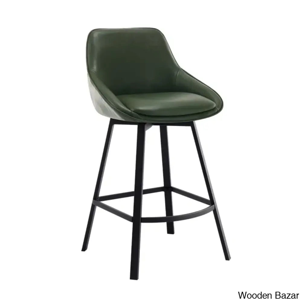 Janayshiax Swivel 25.2’’ Faux Leather Counter And Bar Stool (Set Of 2)