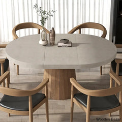 Japandi Extendable Dining Set With Walnut Wood Armchairs 1 Table And 4 Chairs