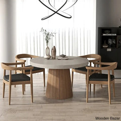 Japandi Extendable Dining Set With Walnut Wood Armchairs 1 Table And 4 Chairs