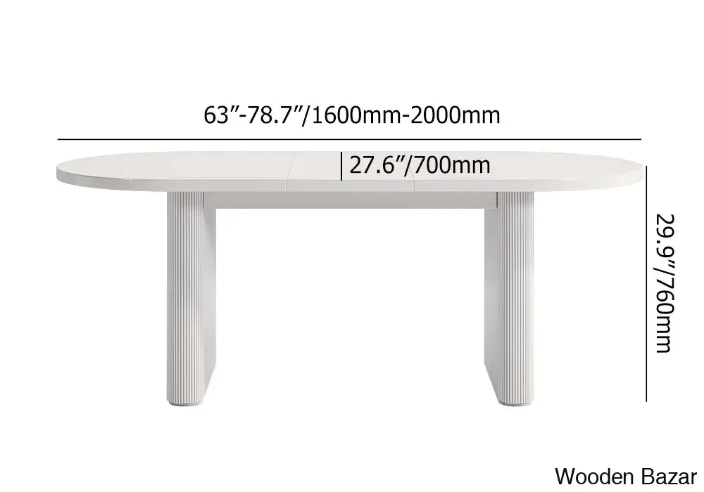 Japandi Style Oval Extendable Dining Table Set