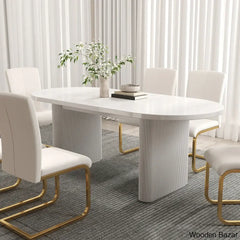 Japandi Style Oval Extendable Dining Table Set