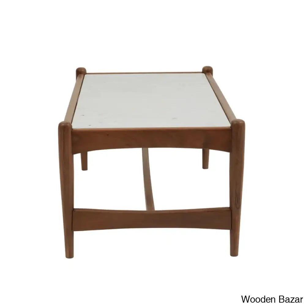 Jasmeety Genuine Marble Solid Wood Coffee And Center Table