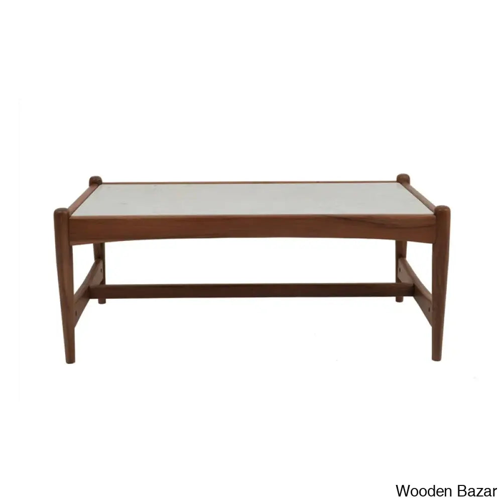 Jasmeety Genuine Marble Solid Wood Coffee And Center Table