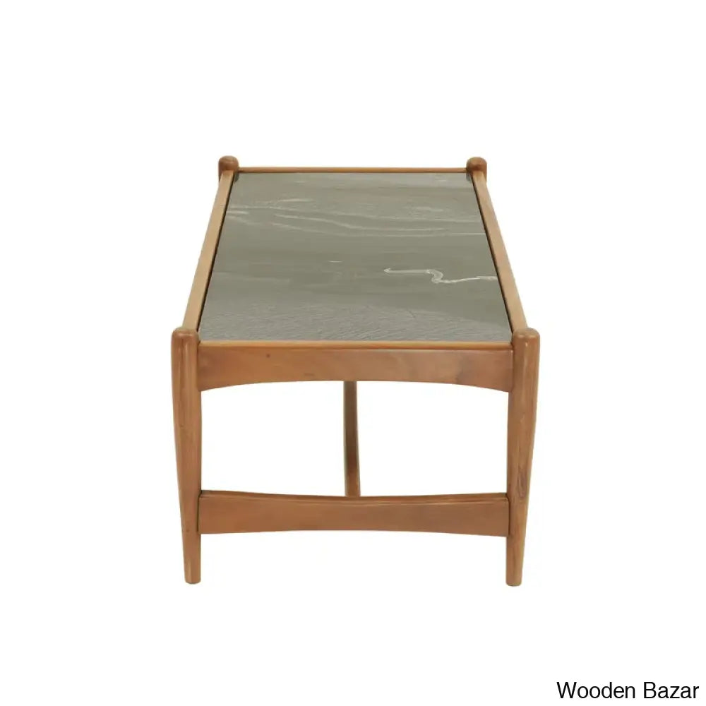 Jasmeety Genuine Marble Solid Wood Coffee And Center Table