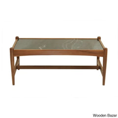 Jasmeety Genuine Marble Solid Wood Coffee And Center Table