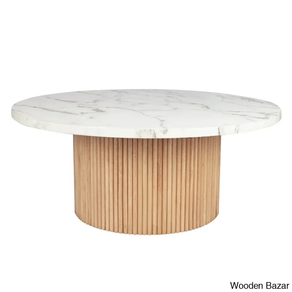 Jass 35’’ Marbled Wood Round Coffee And Center Table