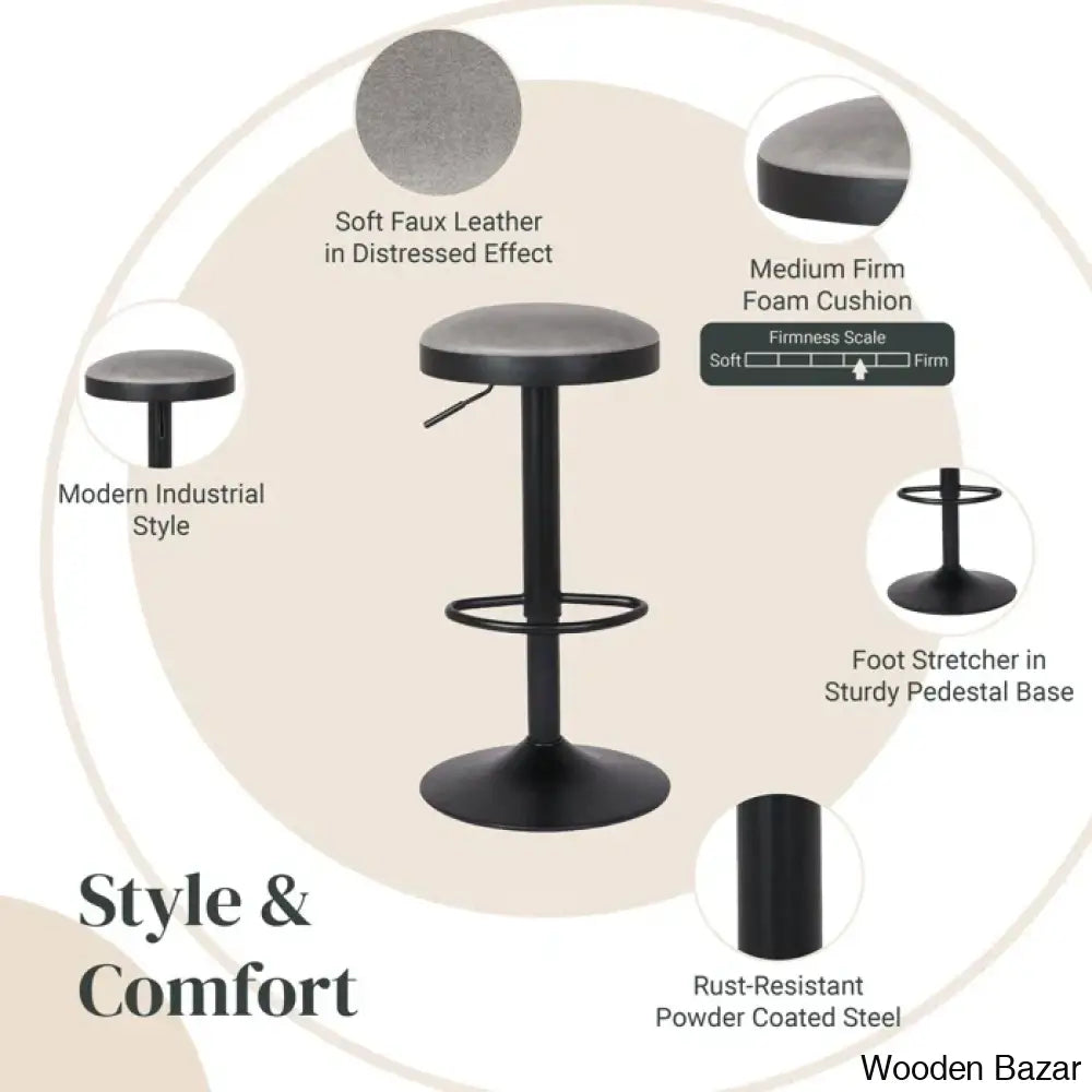 Jaydonw Swivel Upholstered Adjustable Height Counter And Bar Stool With Metal Frame (Set Of 2)