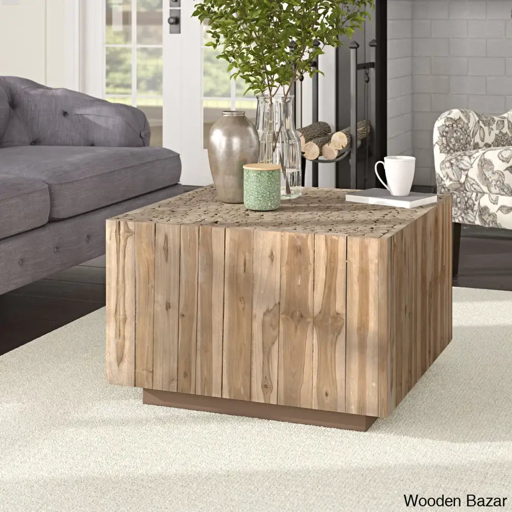 Jellen Solid Wood Coffee And Center Table Dark Wash