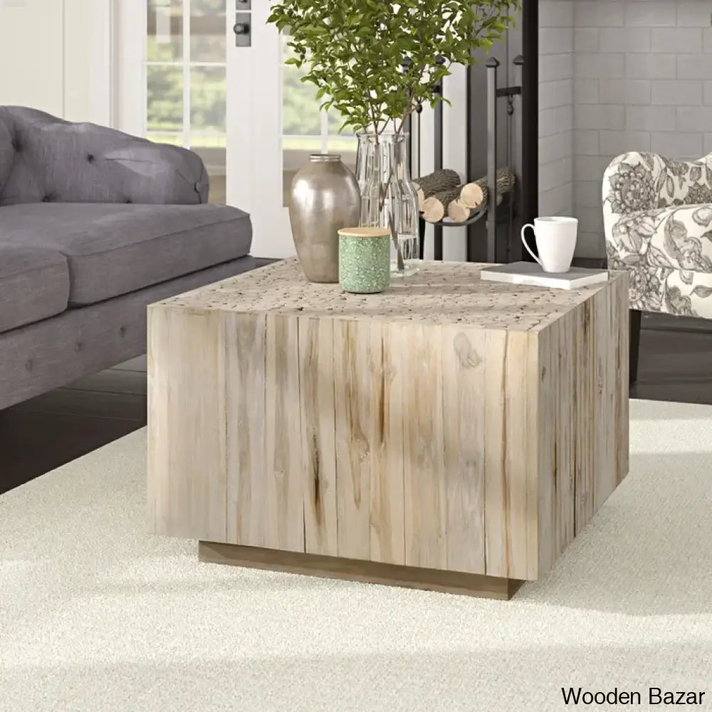 Jellen Solid Wood Coffee And Center Table White Wash