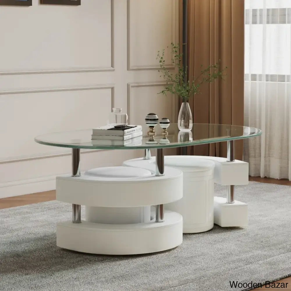 Jenolay Glass Top Coffee And Center Table