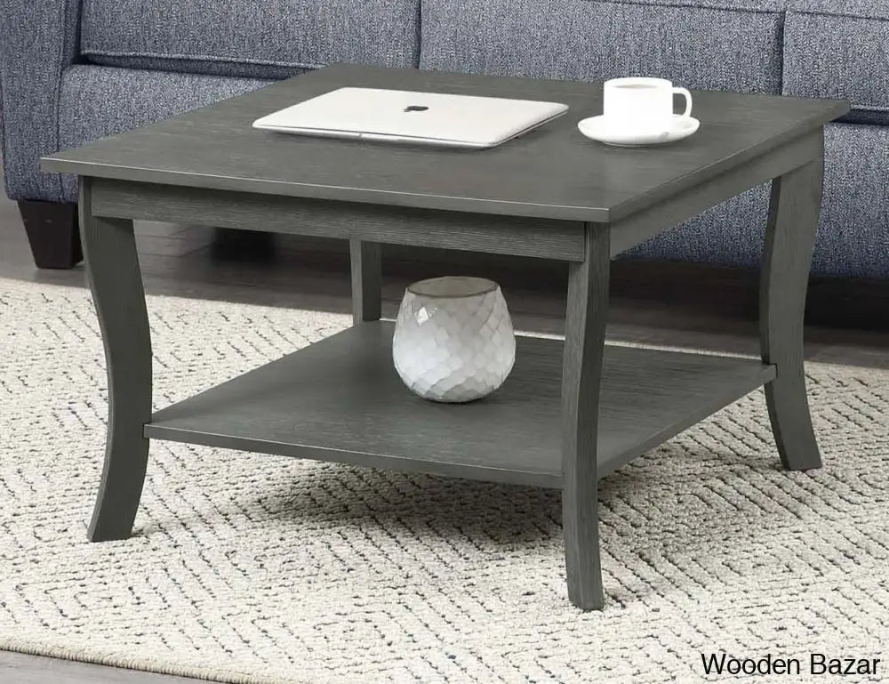 Jeriome Coffee Table With Shelf And Center Wire Brushed/Gray