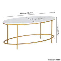 Jesleen 42’’ Faux Marble And Steel Oval Coffee And Center Table