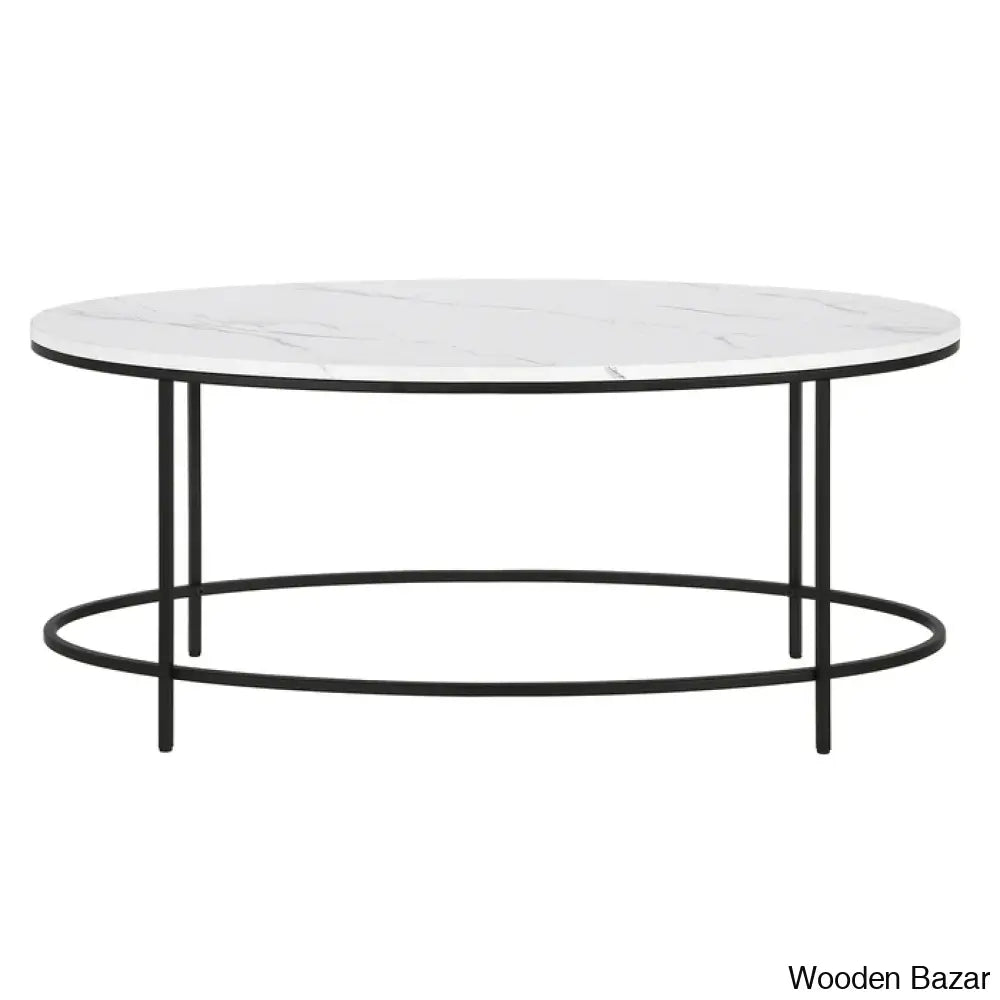 Jesleen 42’’ Faux Marble And Steel Oval Coffee And Center Table