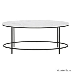 Jesleen 42’’ Faux Marble And Steel Oval Coffee And Center Table