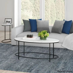 Jesleen 42’’ Faux Marble And Steel Oval Coffee And Center Table