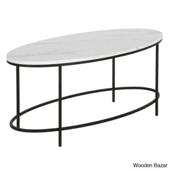Jesleen 42’’ Faux Marble And Steel Oval Coffee And Center Table
