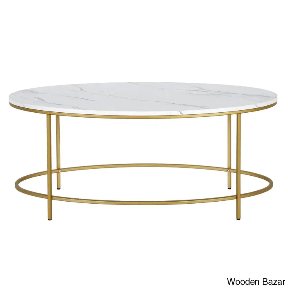 Jesleen 42’’ Faux Marble And Steel Oval Coffee And Center Table