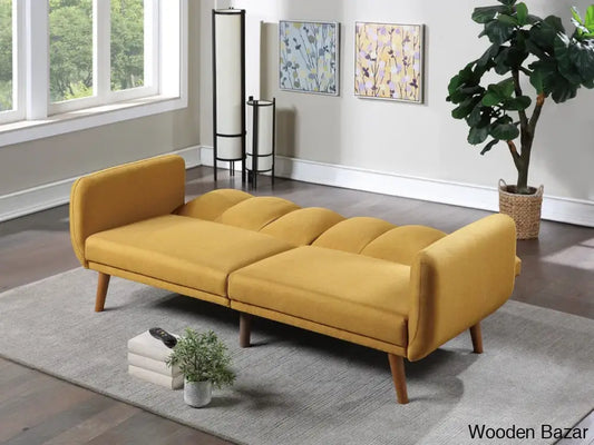 Jessica Elegant Modern Sofa In Mustard Color - Wooden Bazar