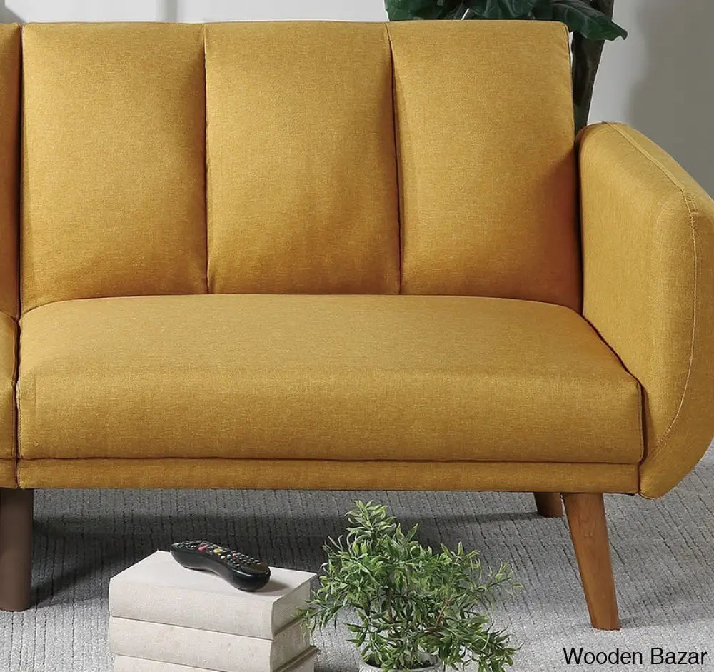 Jessica Elegant Modern Sofa In Mustard Color - Wooden Bazar