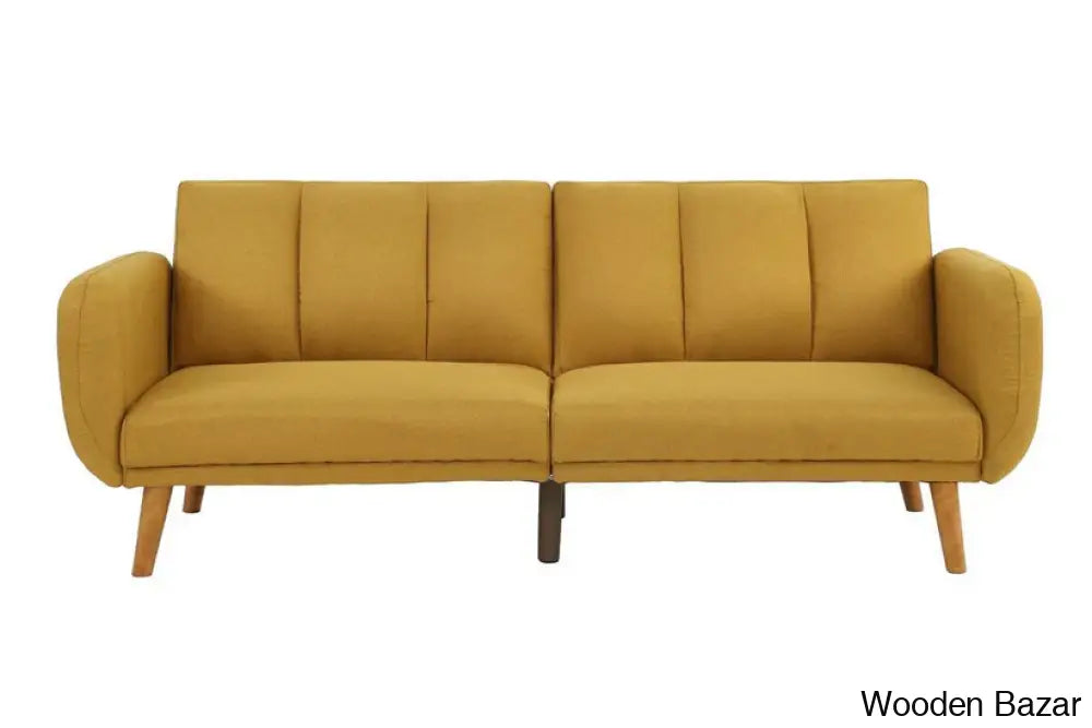 Jessica Elegant Modern Sofa In Mustard Color - Wooden Bazar