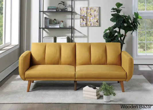 Jessica Elegant Modern Sofa In Mustard Color - Wooden Bazar