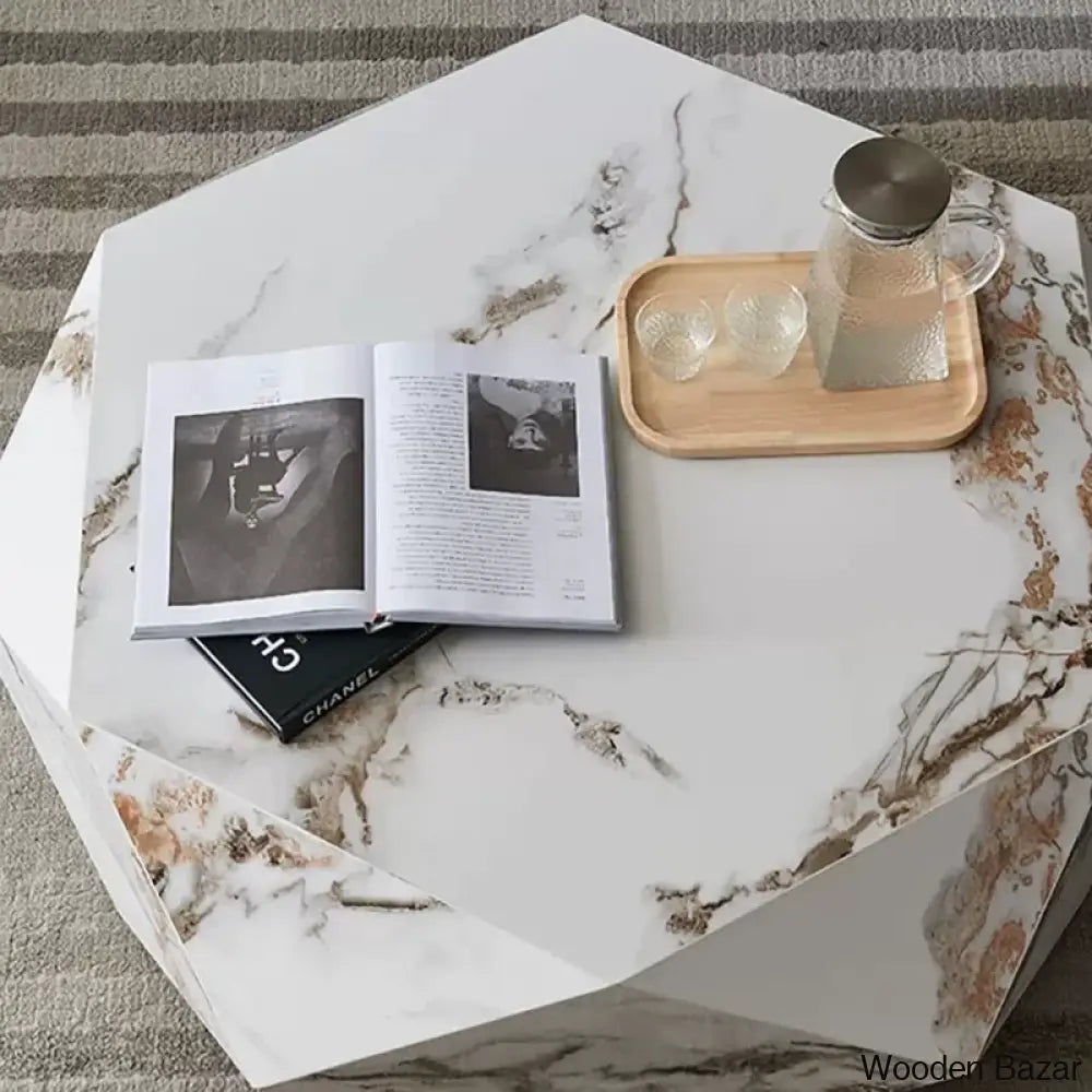 Joalye Modern White Marble Coffee And Center Table