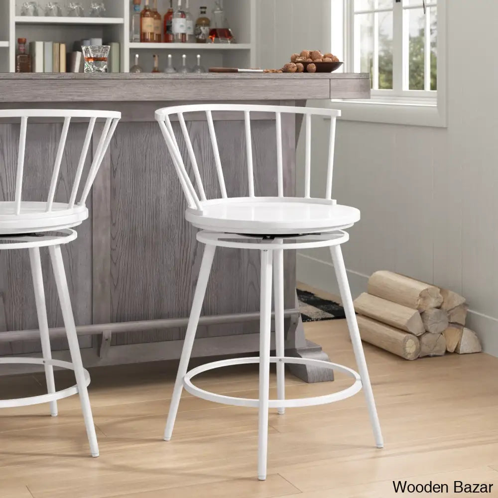 Johannas Swivel 24’’ Counter And Bar Stool (Set Of 2) White