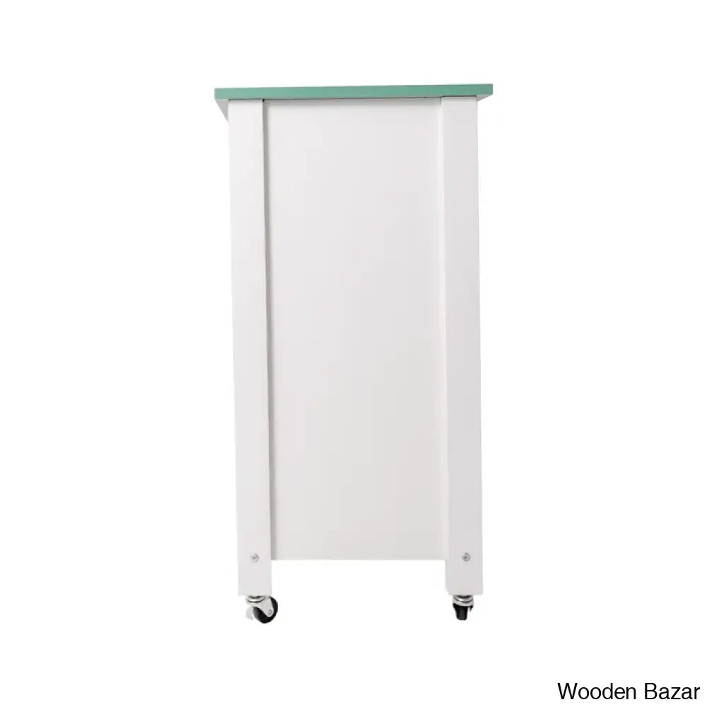 Jontarius 31.5’’ Wide Rolling White Kitchen Island With Table-Top Trolley Cart Cabinet Kitchen