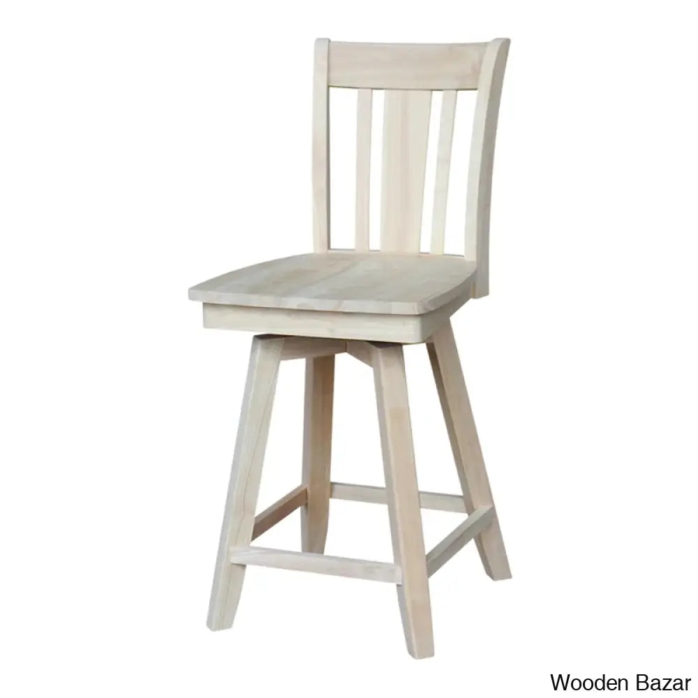 Josline Swivel Solid Wood Counter And Bar Stool (24’’ Seat Height)