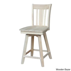 Josline Swivel Solid Wood Counter And Bar Stool (24’’ Seat Height)