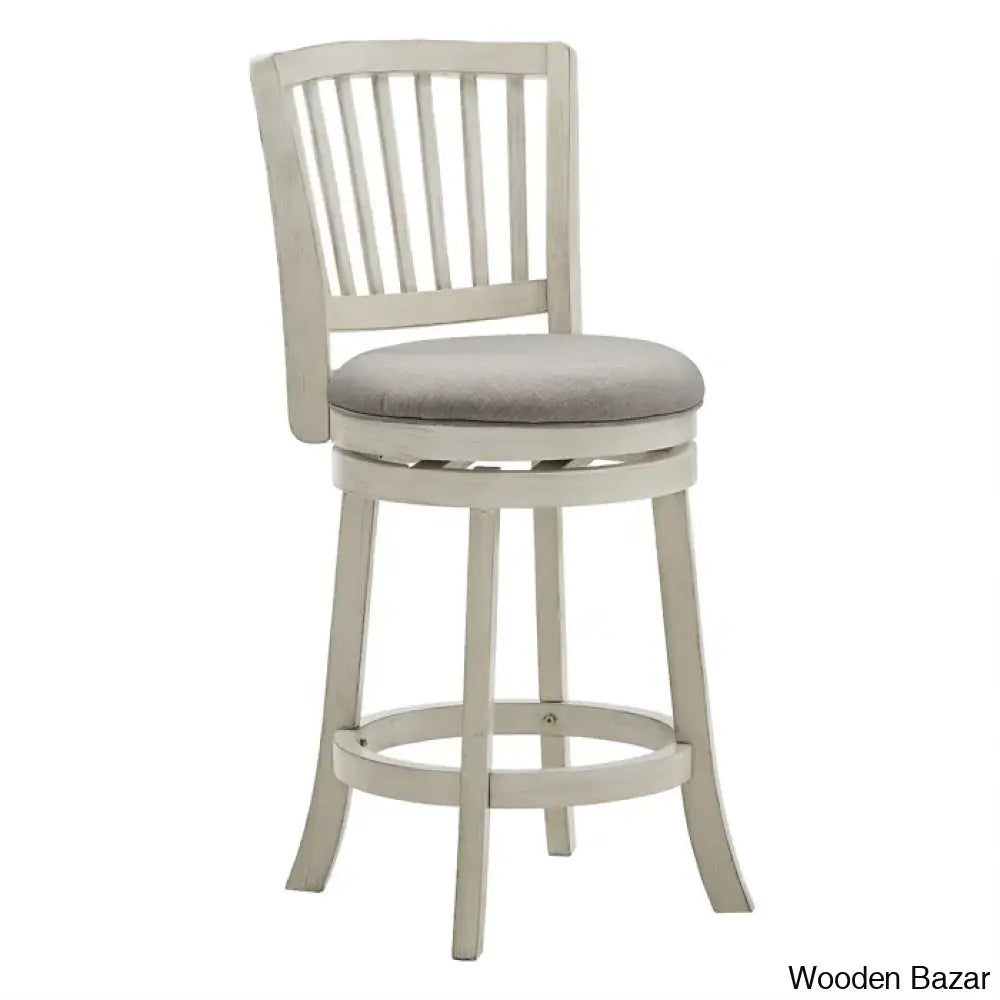 Jovies Swivel Counter & Bar Stool Antique White / Grey Linen (29.96’’ Seat Height)