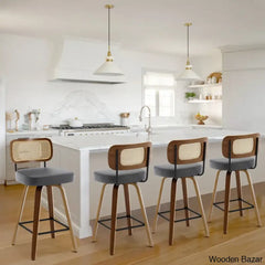 Juliezas Swivel Upholstered Rattan Back Counter & Bar Stool
