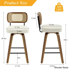 Juliezas Swivel Upholstered Rattan Back Counter & Bar Stool