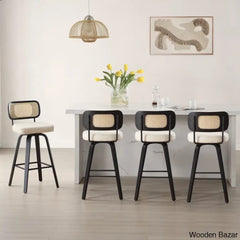 Juliezas Swivel Upholstered Rattan Back Counter & Bar Stool