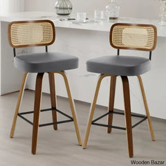 Juliezas Swivel Upholstered Rattan Back Counter & Bar Stool