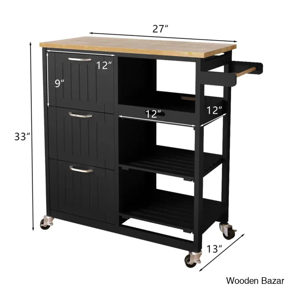 Jyion Solid Wood Top Kitchen Island Trolley Cart Cabinet Kitchen Island With Storage