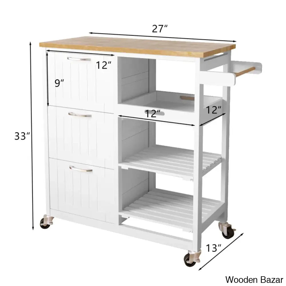 Jyion Solid Wood Top Kitchen Island Trolley Cart Cabinet Kitchen Island With Storage