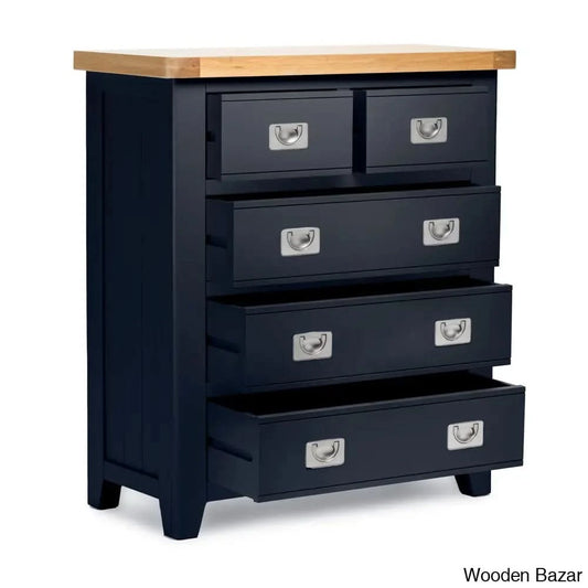 Kachelle 5 Drawer Chest In Solid Wood Modish Stylish - Wooden Bazar